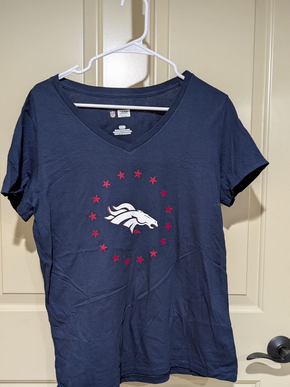 Denver Broncos Navy V-Neck Tee Women's L - New